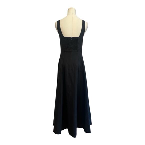 NWT Madewell Black Seamed Squareneck Midi Dress Size 4 Cotton Linen Blend Black - Picture 4 of 8
